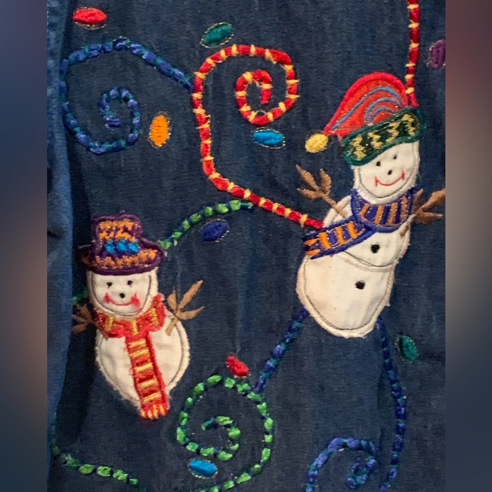 LIFE STYLE DENIM SNOWMAN SHIRT - SZ SMALL - Picture 3 of 7